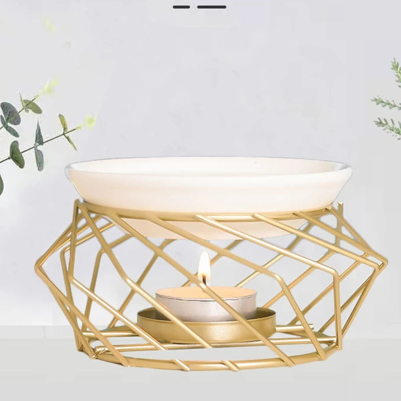 Aromatic Oil Burner, Geometric Ceramic Essential Oil Candle Holder Wax Melt Burner Warmer Melter fragrance for Home Office Decor