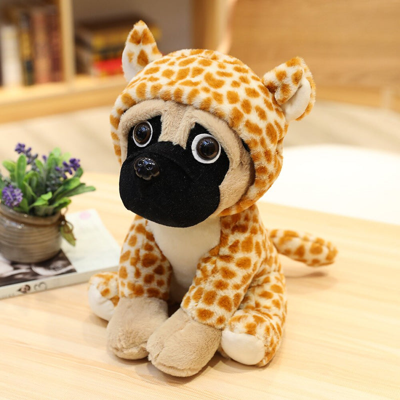 20/35cm PUG Dog Cute Animal Dogs Cos Cosplay Dinosaur Rabbit Elephant Lion Sheep Leopar Stuffed Dolls Kids Birthday X-mas Gifts