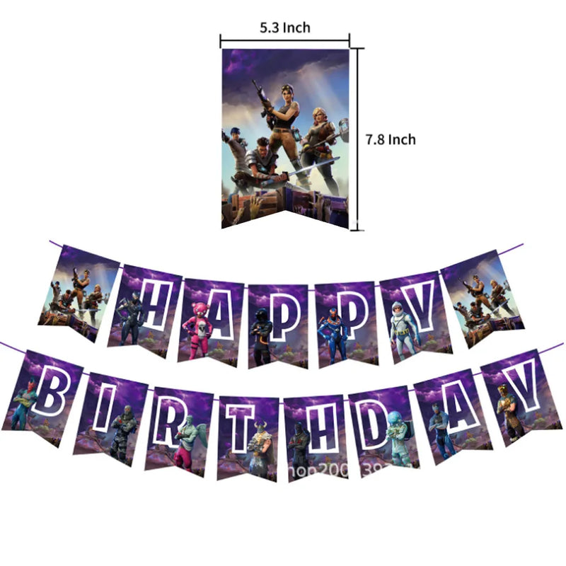 Fortnitioned Party Decoration Shooting Game Alpaca Banner Happy Birthday Party Decor Balloon Gamepad Baloon Kids Toy Favors