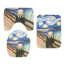 Toilet Mat Set 3D Van Gogh Oil Painting Sunflower Starry Night Floor Rugs Bathroom Shower Flannel Non-Slip Carpet Toilet Cushion