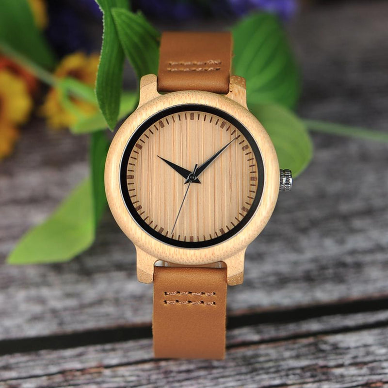 BOBO BIRD Bamboo Man Watch Leather Men's Wristwatch Quartz Wrist Watch 2020 Simple Woman Watches Clock Wooden Timepieces