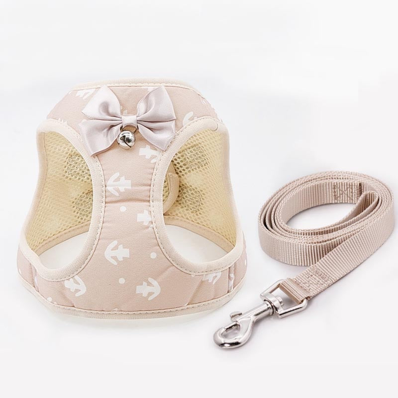 Adjustable Cat Harness Breathable Kitten Harness Leash Set with Bell Cute Anchor Harness Vest for Small Dogs Cat Accessories