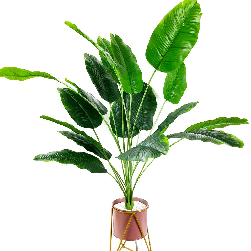 100cm 24Heads Artificial Banana Tree Large Tropical Plants Fake Palm Leafs Plastic Monstera Leaves Musa Tree for Autumn Decor