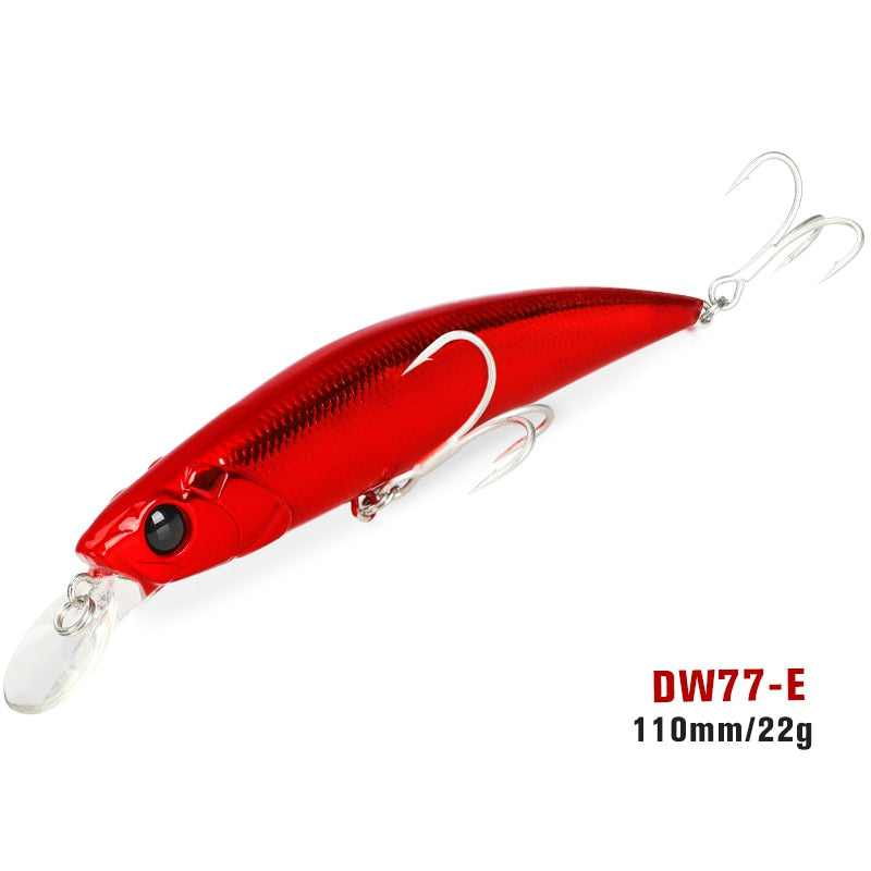 TSURINOYA 110S Long Casting Sinking Minnow Saltwater Fishing Lure DW77 110mm 22g Large Trout Pike River Lake Hard Baits Jerkbait