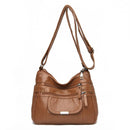 Casual Soft PU Leather Crossbody Bags For Women Double Compartment Shoulder Bag Big Capacity Handbags Designer Messenger Bags