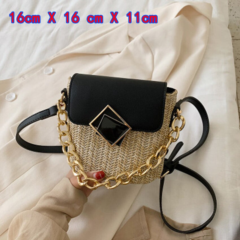 Small Straw Bucket Bags For Women 2020 Summer Crossbody Bags Lady Travel Purses and Handbags Female Shoulder Messenger Bag