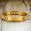 Vnox Gold Tone Stainless Steel Mens ID Bracelets Free Engraving Laser Name Date Customize Gift
