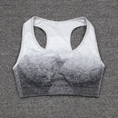 NORMOV 3PCS Fitness Two Piece Set Women Seamless Leggings Long Sleeve Crop Top Sports Bra Tracksuit Wear Workout Sports Suit