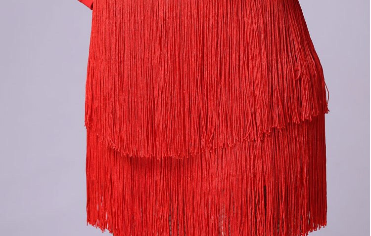 Latin Dance Skirt For Women Black Red Color Tassel Hip Scarf Latin Dancing Skirt Adult Wrap Rumba Latin Dress