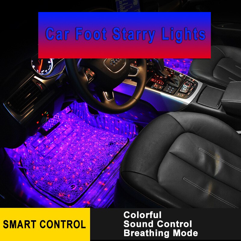 Car Interior Foot Light Auto LED Strip Atmosphere Decorative Lamp Colors Styling USB RGB LED Bulb Music voice control New 2020