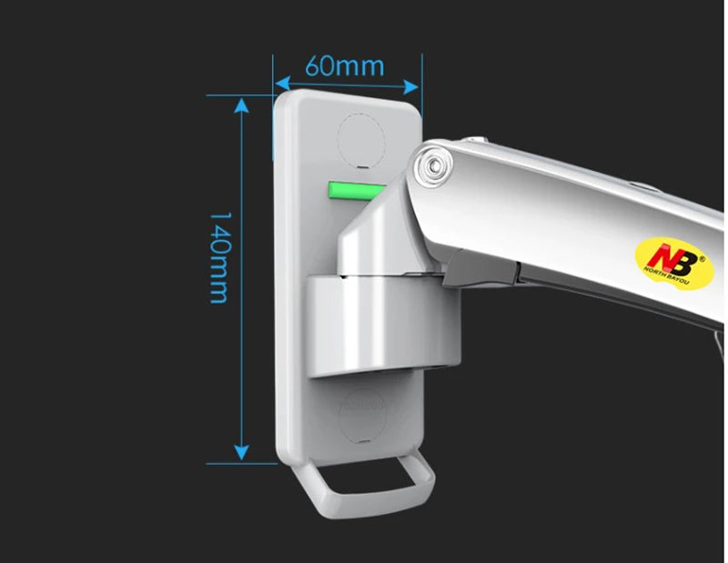 NB F120 17-27" Gas Spring Full Motion TV Wall Mount LCD Monitor Holder Aluminum Arm Bracket Silver Black