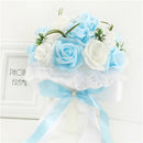 YO CHO Bridal Wedding Bouquet Bridesmaid Artificial PE Rose Flower Fake Pearl Pink Bouquet Wedding Supplies Festival Decorations