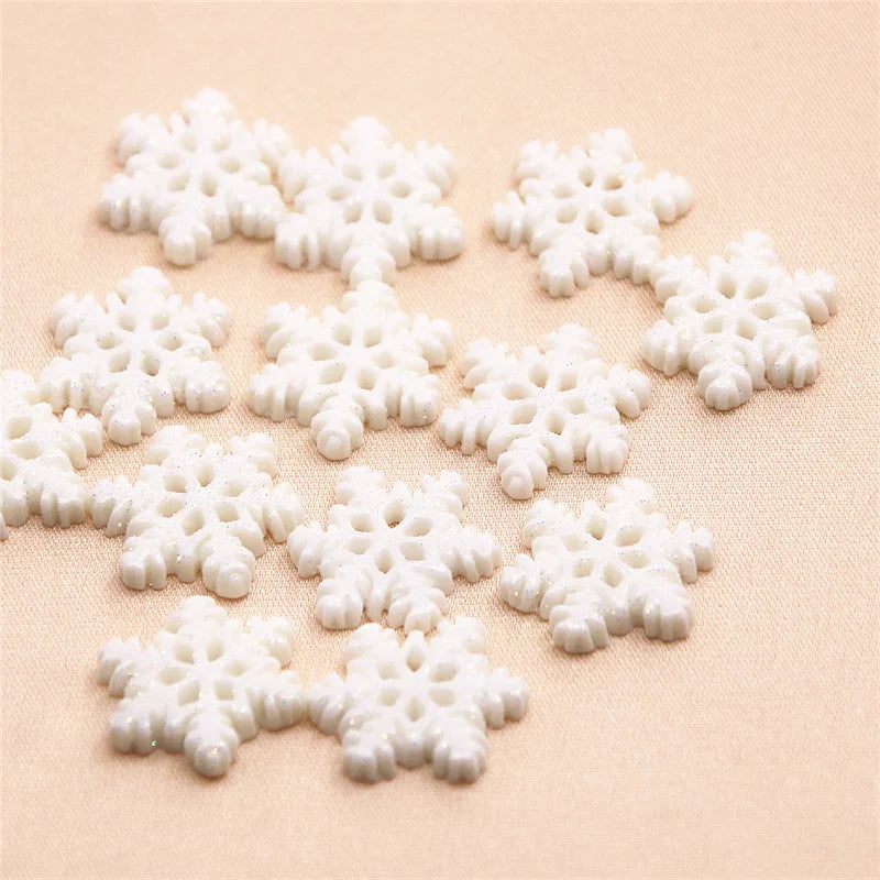 20pcs Christmas Snowflake Resin Flatback Cabochon Art Supply Decoration Charm DIY Craft 20mm