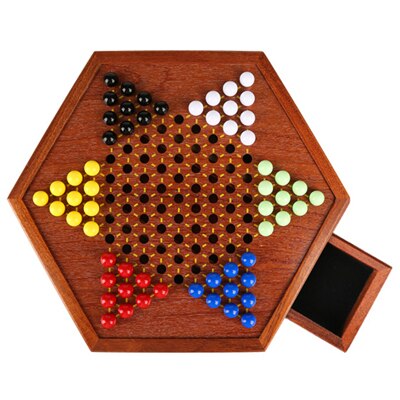 Hot Top Grade Classic Chinese Checkers Chess Set Multicolor Acrylic Glass Beads Fine Wooden Chessboard Children Gifts Board Game