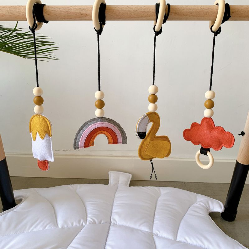 1Set Nordic Style Baby Gym Play Nursery Sensory Ring-pull Toy Wooden Frame Infant Room Toddler Clothes Rack Gift Kids Decor