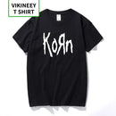 Free Shipping mens t shirts fashion short sleeve Korn Rock band Letter T Shirt Cotton High Street Tee Shirts Plus Size