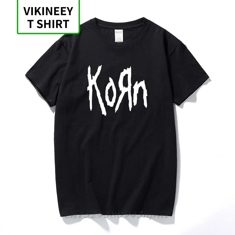 Free Shipping mens t shirts fashion short sleeve Korn Rock band Letter T Shirt Cotton High Street Tee Shirts Plus Size