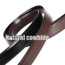 VATLTY New Men's Belt Hard Metal Buckle Trouser Belt Natural Cowhide Casual Leather Belt 130cm Silver Buckle Brown Girdles Male