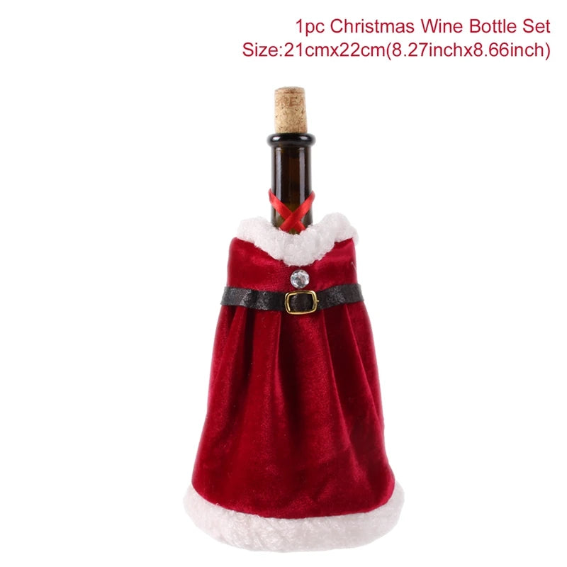 Christmas Wine Bottle Cover Merry Christmas Decorations For Home Christmas Ornament Xmas Table Decor New Year 2025 Navidad Gift