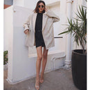 AEL Women Solid loose Blazer Autumn Winter Belted streetwear Lady Outerwear Female Casual Women Double-Breasted Button Blazer