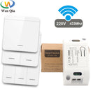 433Mhz Smart Light Switch LED Push Button Switch Universal Wireless Remote Control AC90~250V 10A 1CH Relay controller for Lamp