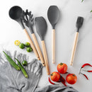 The Atelier | Non-Stick Silicone Kitchen Utensil Set with Wooden Handles