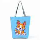 New Lady Tote Bags Black White Cute Cat Printed Fabric Eco Handbag High Capacity Shopping Office Reusable Casual Shoulder Bag