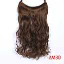 Allaosify 22 inches Clip on Wire Fish Line Hair Extensions Secret Invisible Wire One Piece for Ombre Hair Synthetic Hairpiece