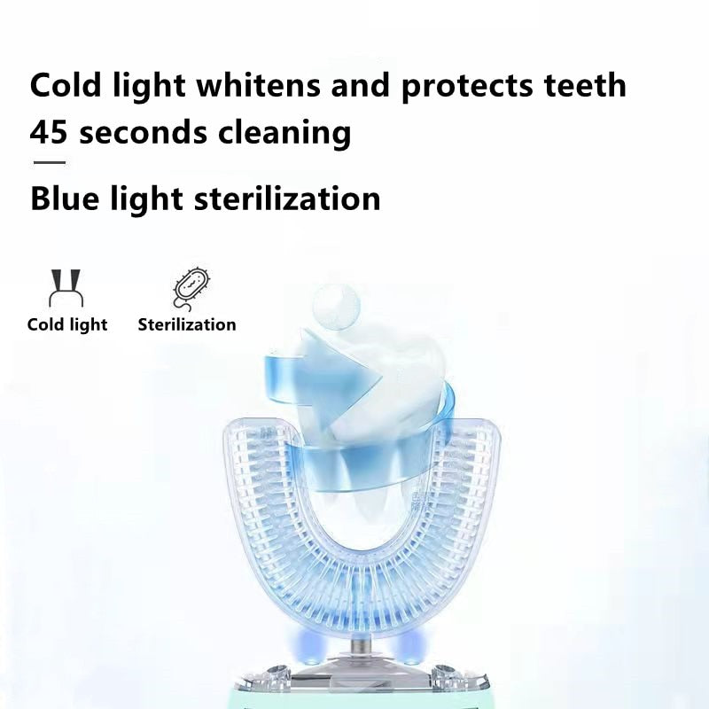 New Smart 360 Degress U Sonic Electric Toothbrush Kids Silicone Automatic Ultrasonic Tooth Brush Children Blue Light Teeth Brush