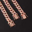 D&Z Hip Hop 13mm Rose Gold Cuban Link Chain For Men Iced Out Bling Rhinestone Chaine Homme Fashion Jewelry Wholesale