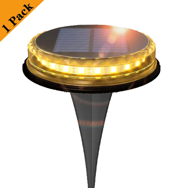 4PCS Solar Powered Disk Lights 17LED Solar Pathway Lights Outdoor Waterproof Garden Landscape Lighting for Yard Deck Patio