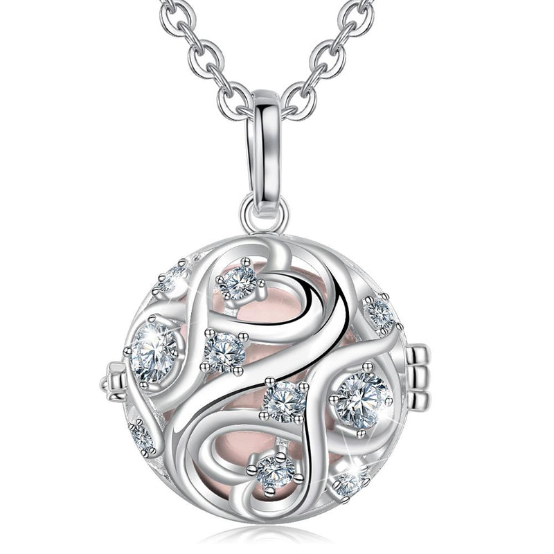 EUDORA 20mm Unique Crystal Cage Harmony Ball Musical Pendant Angel Caller Necklace with Infinite knot For Pregnancy Jewelry K363