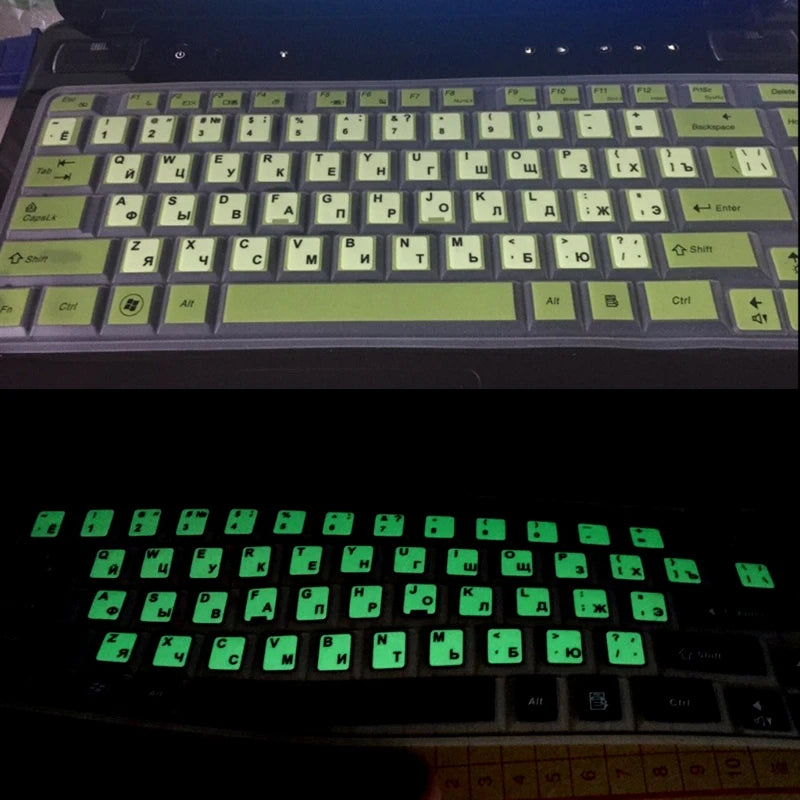 P82F Russian Letters Ultrabright Fluorescence Luminous Keyboard Sticker