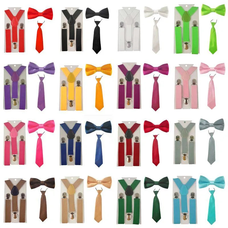 Party Adjustable 3pcs Suspenders Girls Y Back Children Ties Bow Tie Set Elastic Kids Necktie Braces Bowties Boys