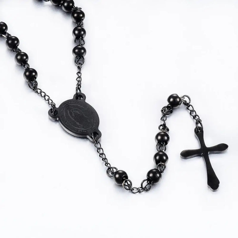 New Fashion Cross Rosary Necklace Classic Prayer Jesus Chain Jewelry Men and Women