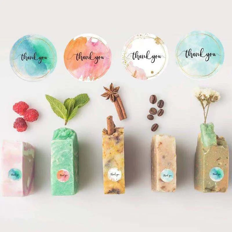 100-500pcs Water Color Thank You Stickers Seal Labels 1 Inch Color Labels For Business Sticker Wedding decoration baby shower