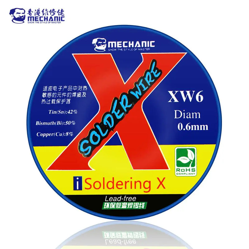 MECHANIC 50g XW 0.5/0.6mm Mild Rosin Core Lead-Free Sn42/Bi50/Cu8 138℃ Low Melting Point High-Purity Solder Wire Soldering Flux