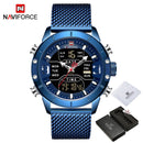 NAVIFORCE Men's Watches Top Brand Luxury Sports Watch For Men Quartz LED Digital Dual Clock Male Full Steel Military Wrist Watch