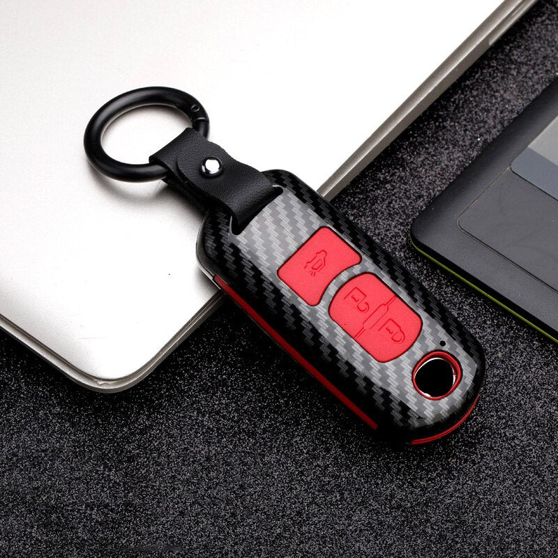 Fashion ABS+Silica gel Carbon fiber Car Remote Key Case Cover For Mazda 2 3 6 Axela Atenza CX-5 CX5 CX-7 CX-9 2014 2015 2016 up