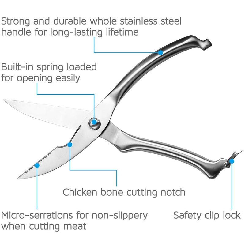 XITUO Stainless Steel Kitchen Scissors Powerful Chicken Bone Scissors Cook shear Fish Duck cut Chef Scissors knife tool