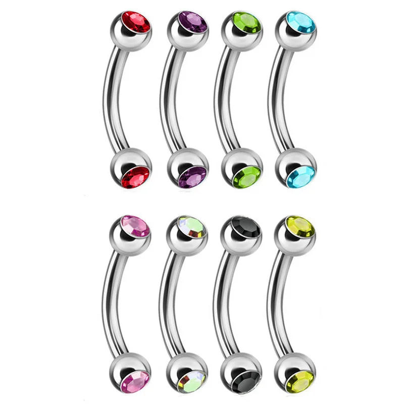 2/5/10PC Stainless Steel Crystal Eyebrow Piercing Lot Tongue Piercing Snake Eyes Bulk Eyebrow Ring Mixed Snake Bite Piercing Lot