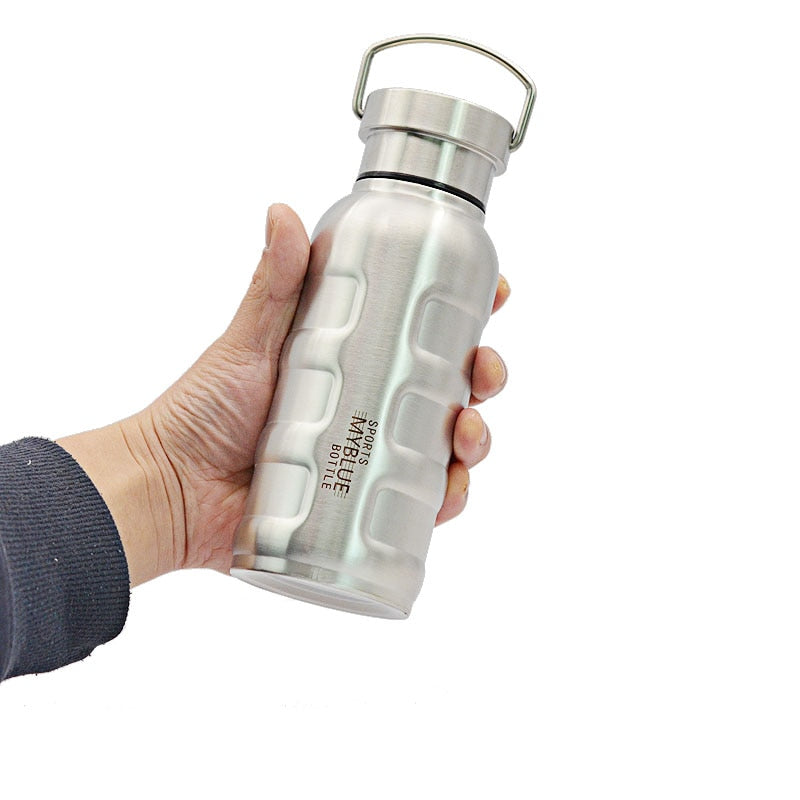 Brand Design Single Wall Stainless Steel Sports Water Bottle BPA Free Portable GYM Cola Flask Hammer Point Shaker Kettle