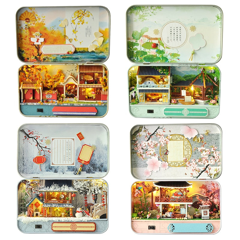 Box Theatre Dollhouse Miniature Toy with Furniture DIY Miniature Doll House LED Light Toys for Children Birthday Gift TH5