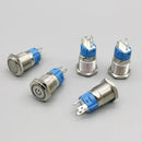 16mm Metal Push Button Switch Ring Lamp Power Symbol Buttons Waterproof Flat Head LED Light Self-lock Self-reset  1NO1NC
