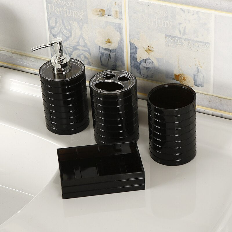Set of 4 Plastic Bathroom Accessories Set Toothbrush Holder Toothpaste Dispenser Case Soap Box Toilet Shower Storage