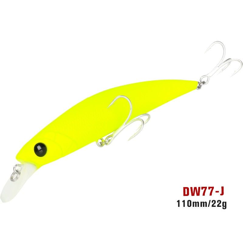 TSURINOYA 110S Long Casting Sinking Minnow Saltwater Fishing Lure DW77 110mm 22g Large Trout Pike River Lake Hard Baits Jerkbait