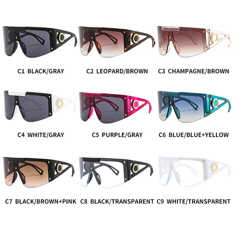 Fashion Clear Lens Oversized Eyewear Women Brand Designer Large White Sunglasses Ladies Big Frame Sun Glasses Windproof Goggles