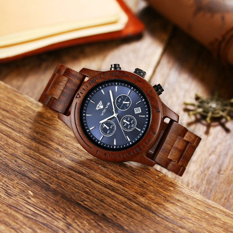 relogio masculino Men's Watch 2021 High-end Fashion Explosive Wood Watch Chronograph Calendar Watch Rosewood Walnut Quartz Watch