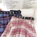 Harajuku Plaid Skirt Women Punk y2k High Waist Mini Tennis Skirts Uniform Chain Pocket A-line Streetwear Vintage Free Belt