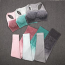 NORMOV 3PCS Fitness Two Piece Set Women Seamless Leggings Long Sleeve Crop Top Sports Bra Tracksuit Wear Workout Sports Suit